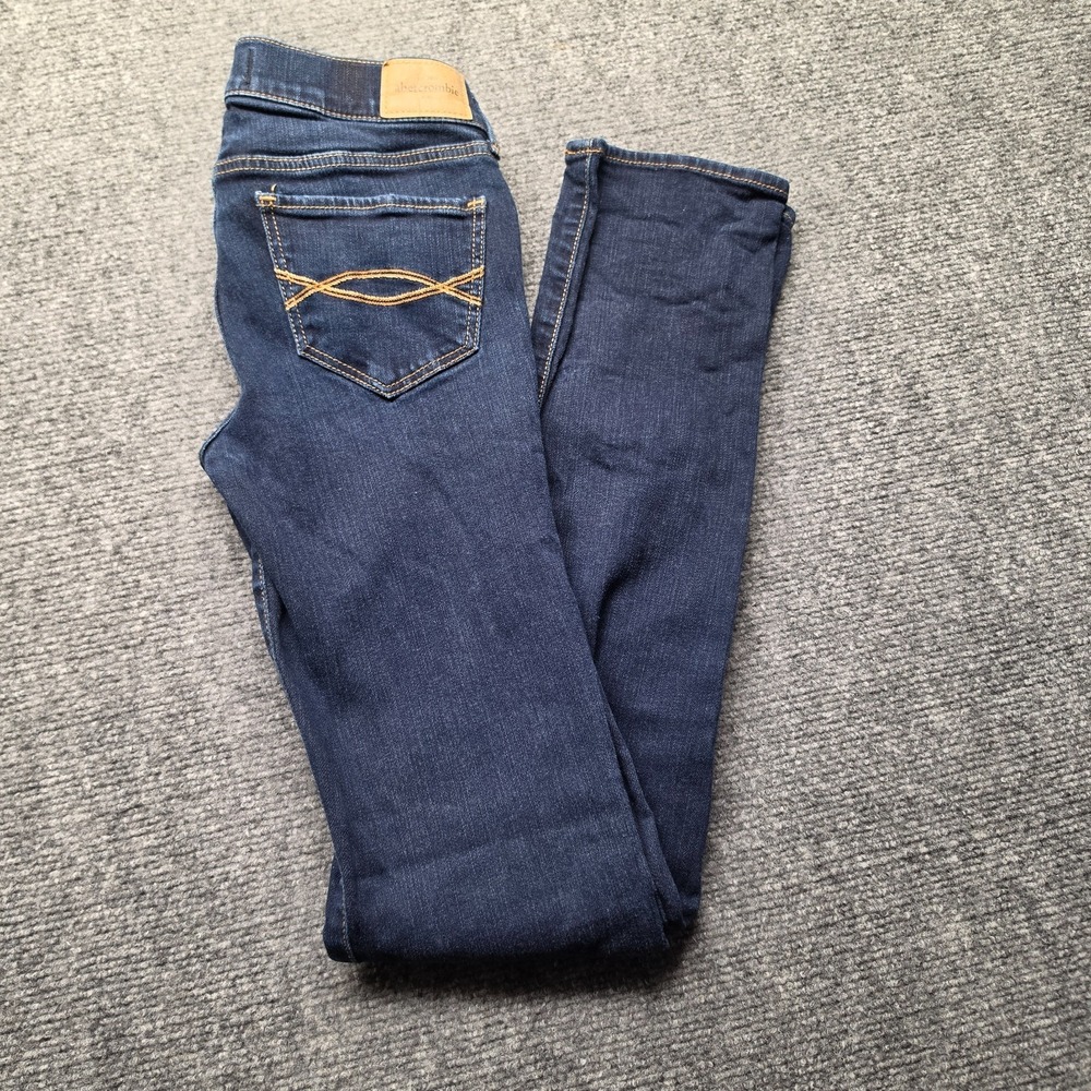 Abercrombie Kids Girls Size 16 Slim Dark Wash Stretch Denim Slim Leg Jeans